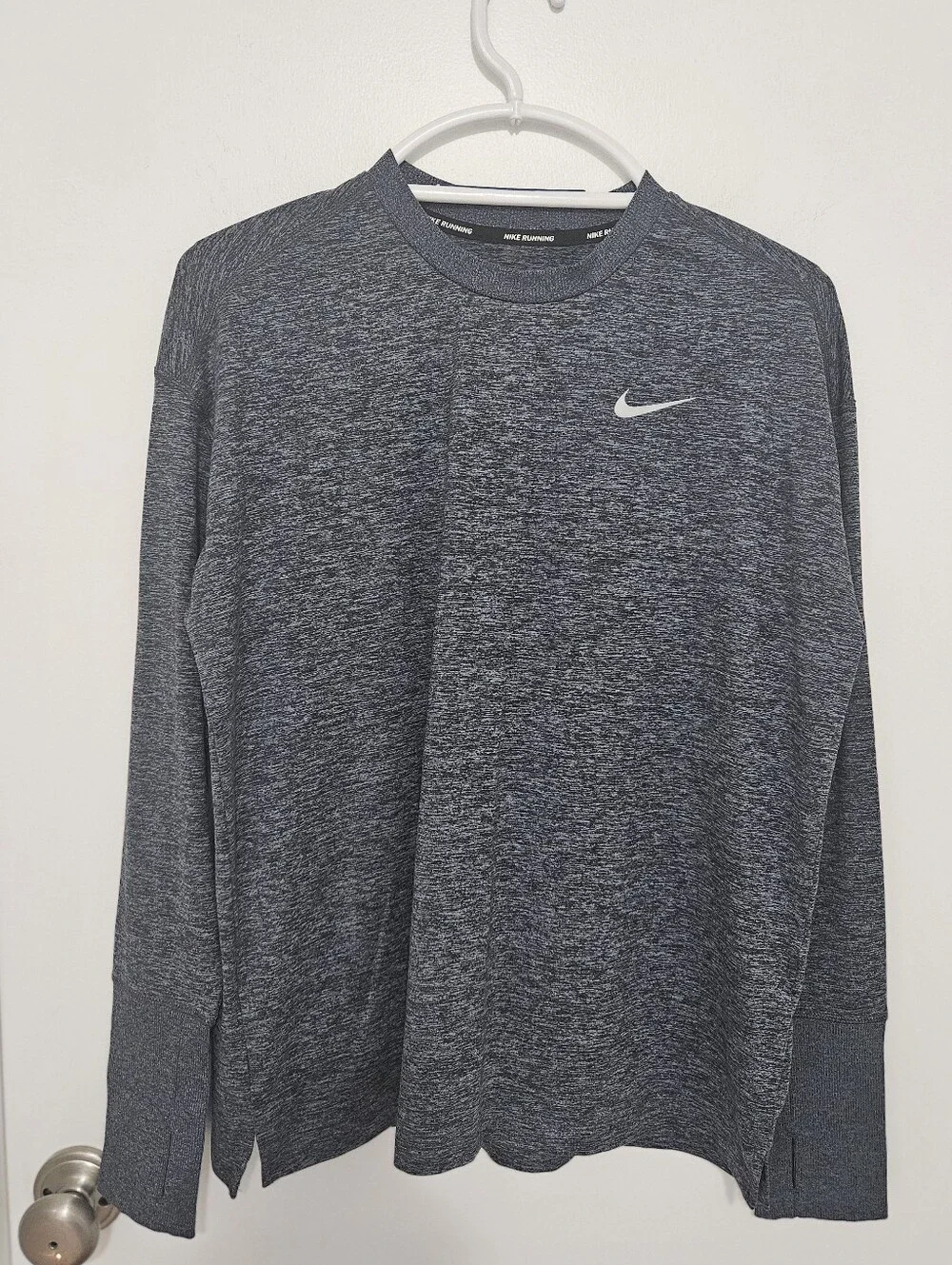 Nike Dri-Fit Element Heathered Navy Womens Long Sleeve Performance Running Top